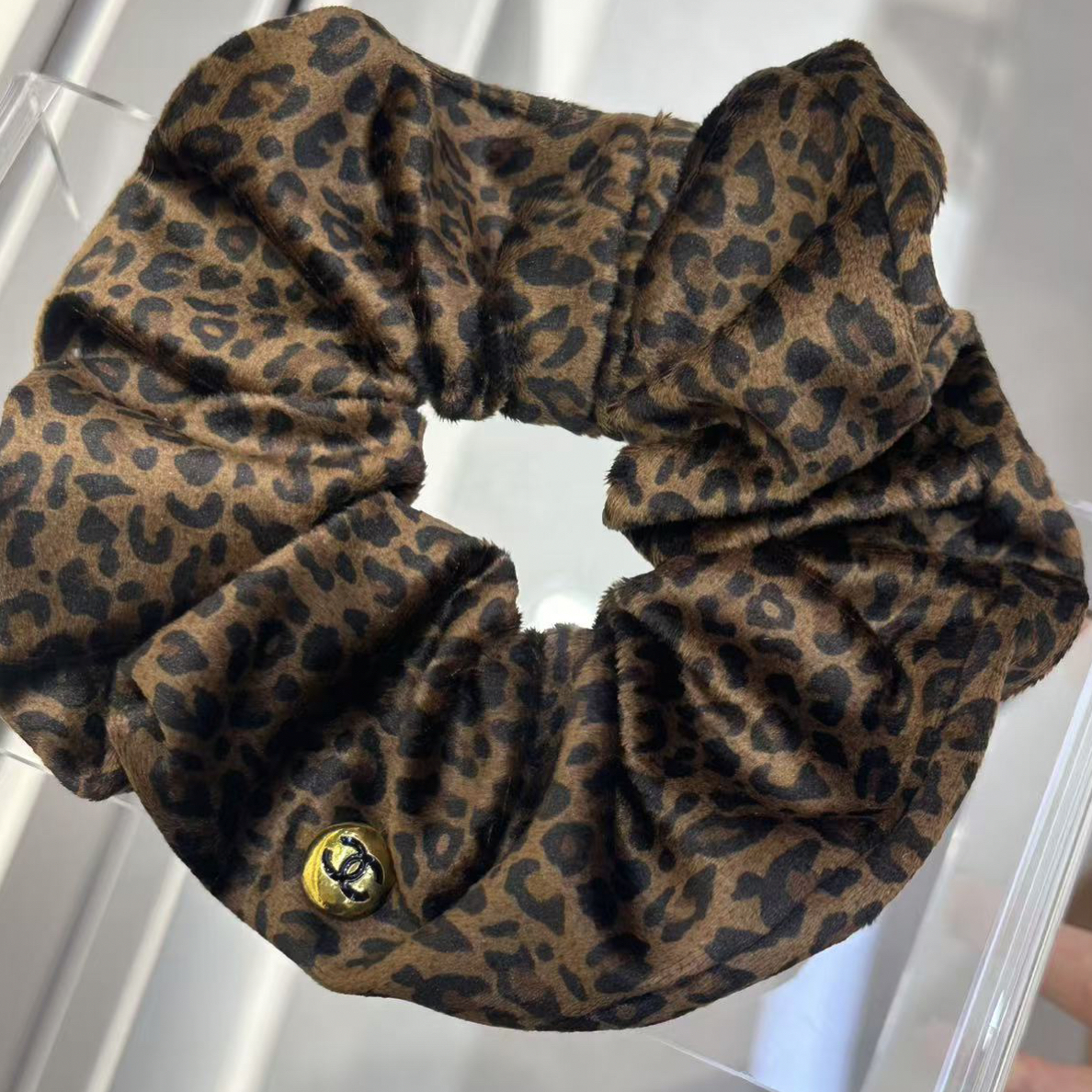 1027【FULL 7】韩国东大门豹纹小香金标简约时尚法式大肠圈