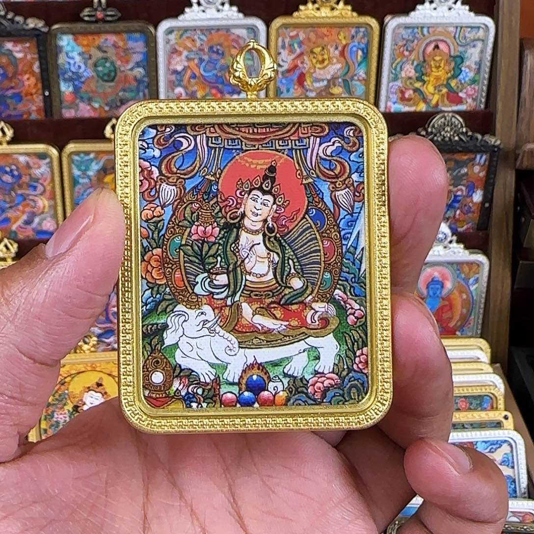 吊坠顶***官纯手绘唐卡艺术普贤黑c
