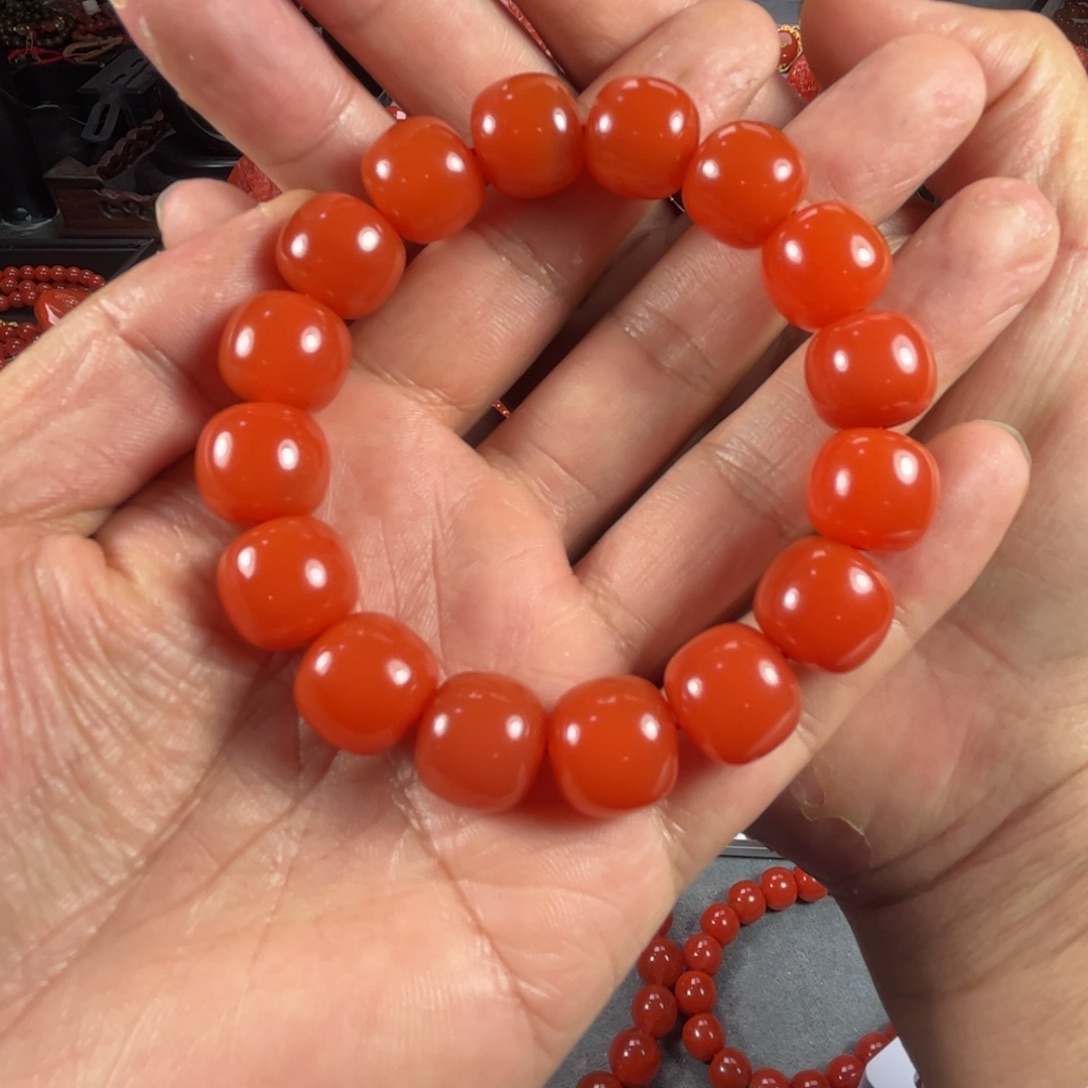 南红玛瑙手链未镶嵌福**祥