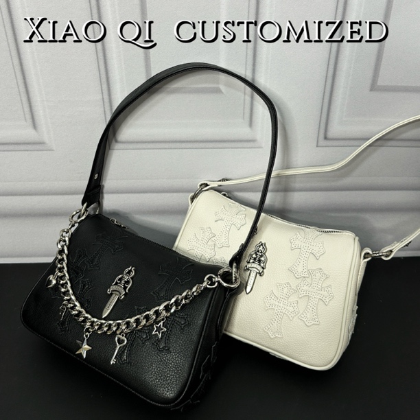 Xiao Qi 头层牛皮手提包复古宝剑腋下包时尚小众百搭女神包个性包