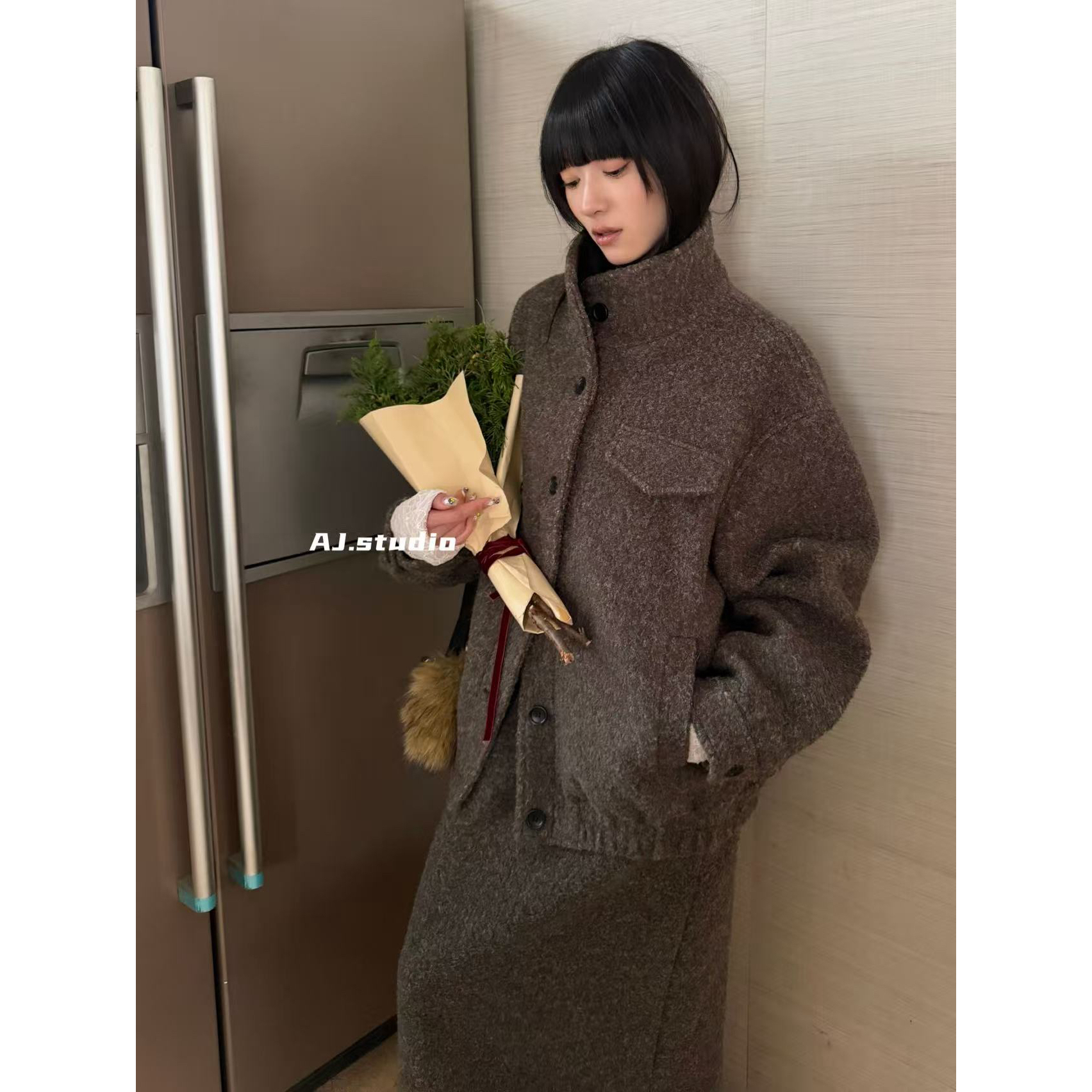 AJ（1aj95705#）质感外套- 厚厚一件口袋兜保暖外套 12-19