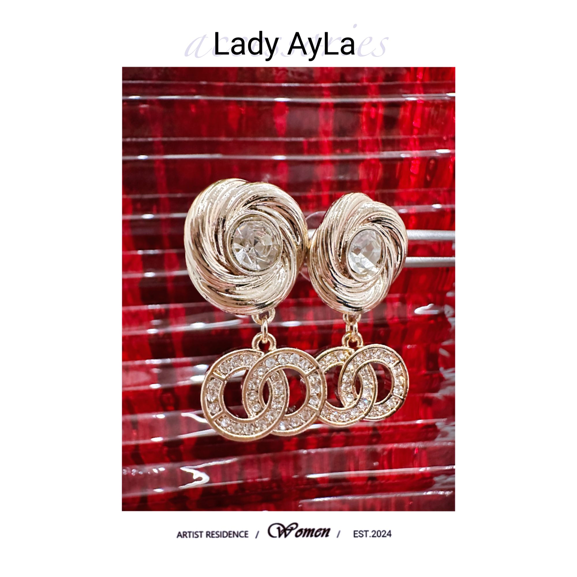 铜合金合成锆石耳饰 字母C轻奢时尚耳钉AL9393