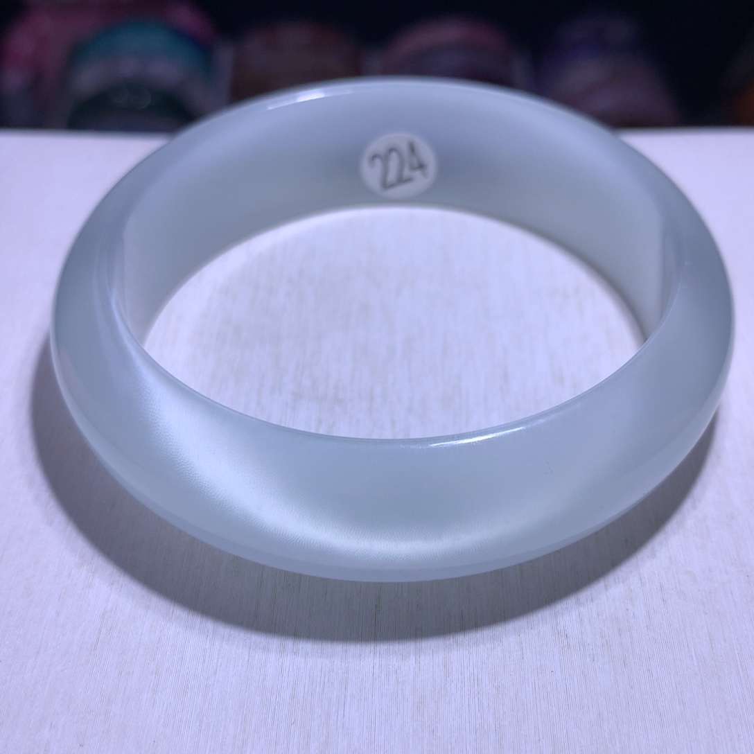 水晶银S925镶嵌手镯猫眼60.3圈224