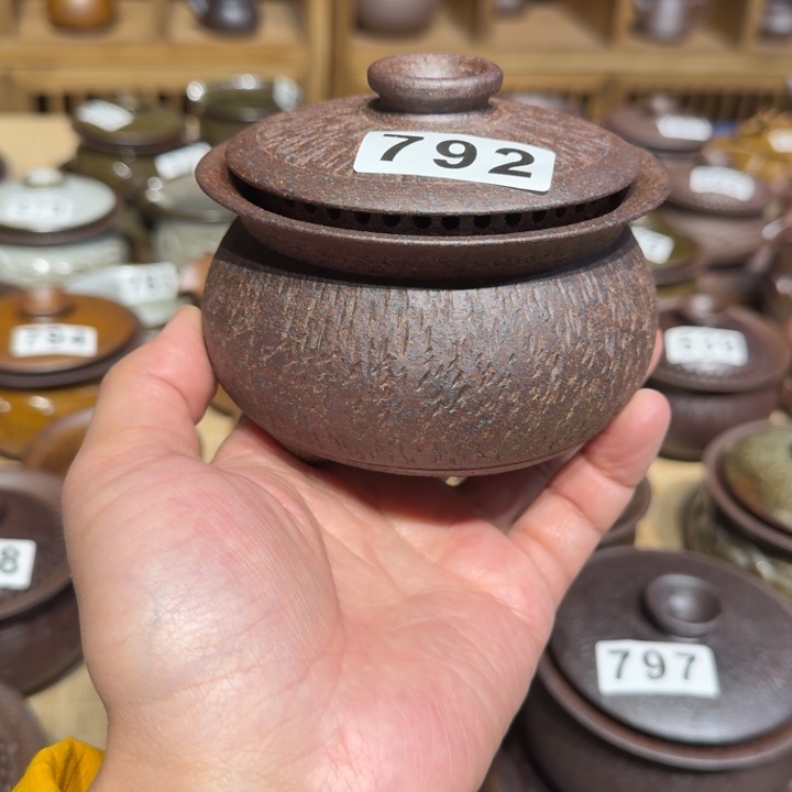 杯粗瓷茶具素胎无釉盖碗