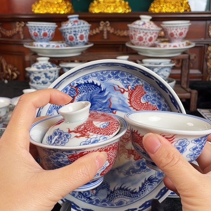 双龙戏珠三件套茶具