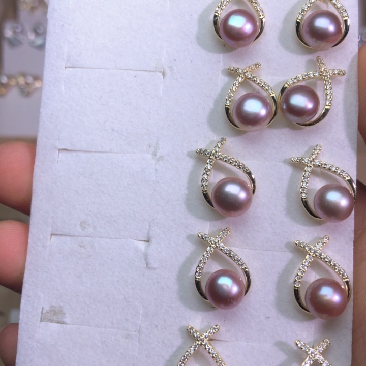 淡水珍珠耳饰银S925镶嵌