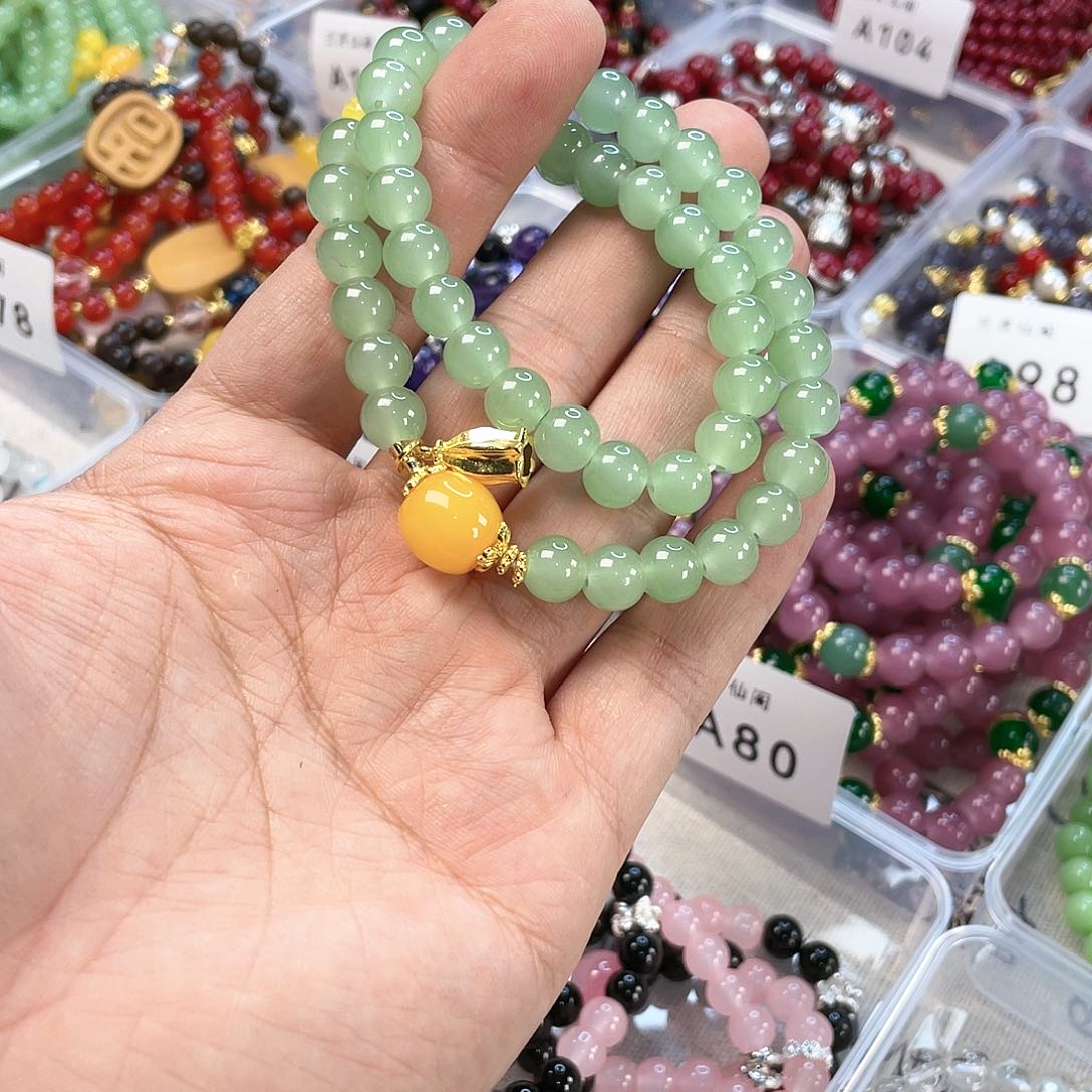 檀香木手串银S925镀金镶嵌