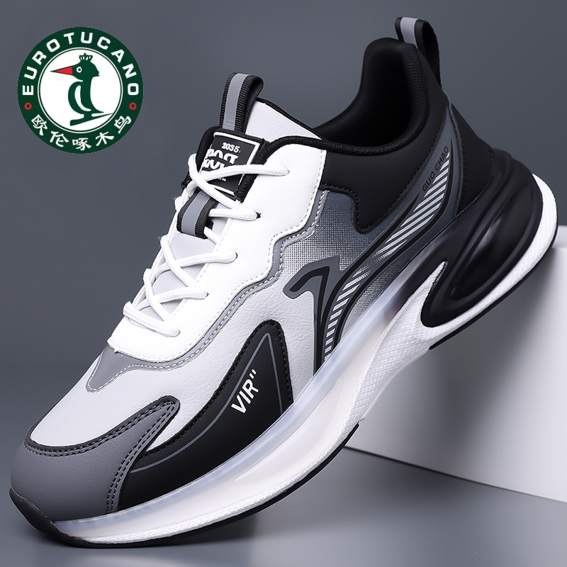 欧伦啄木鸟运动鞋男秋冬季新款透气网面鞋软底加绒棉鞋休闲跑步鞋