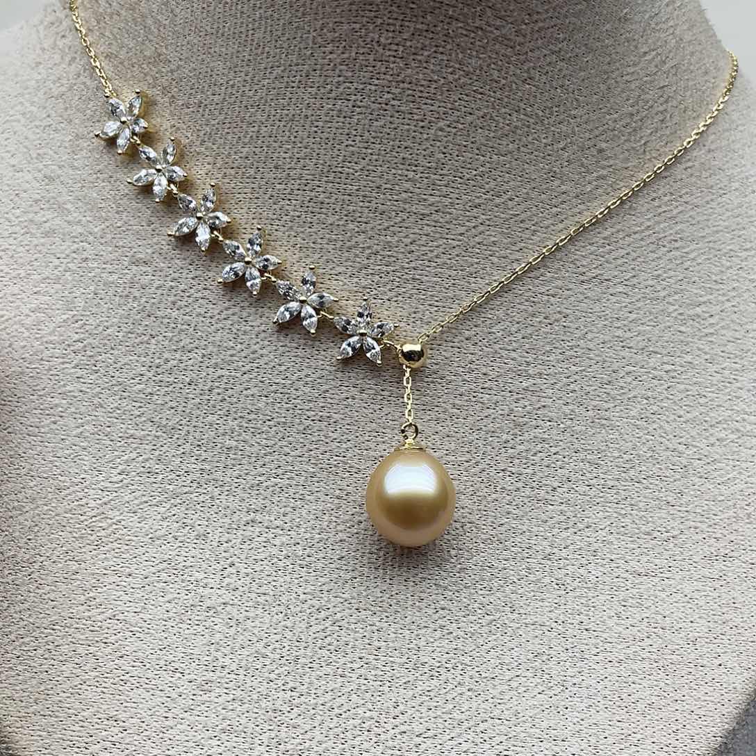 套链114银S925镶嵌海水珍珠