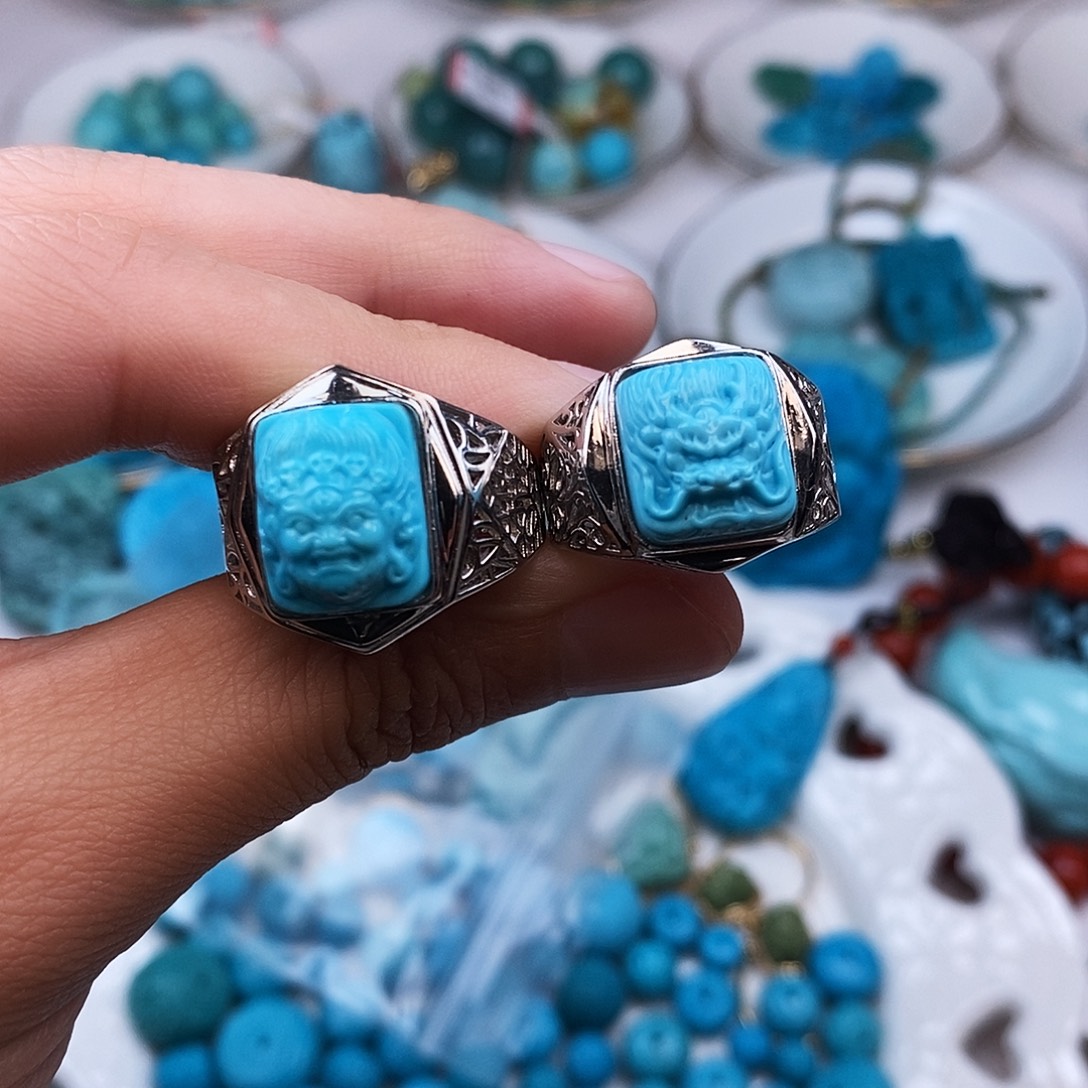 文***赟绿松石银S925镶嵌珠宝奇石