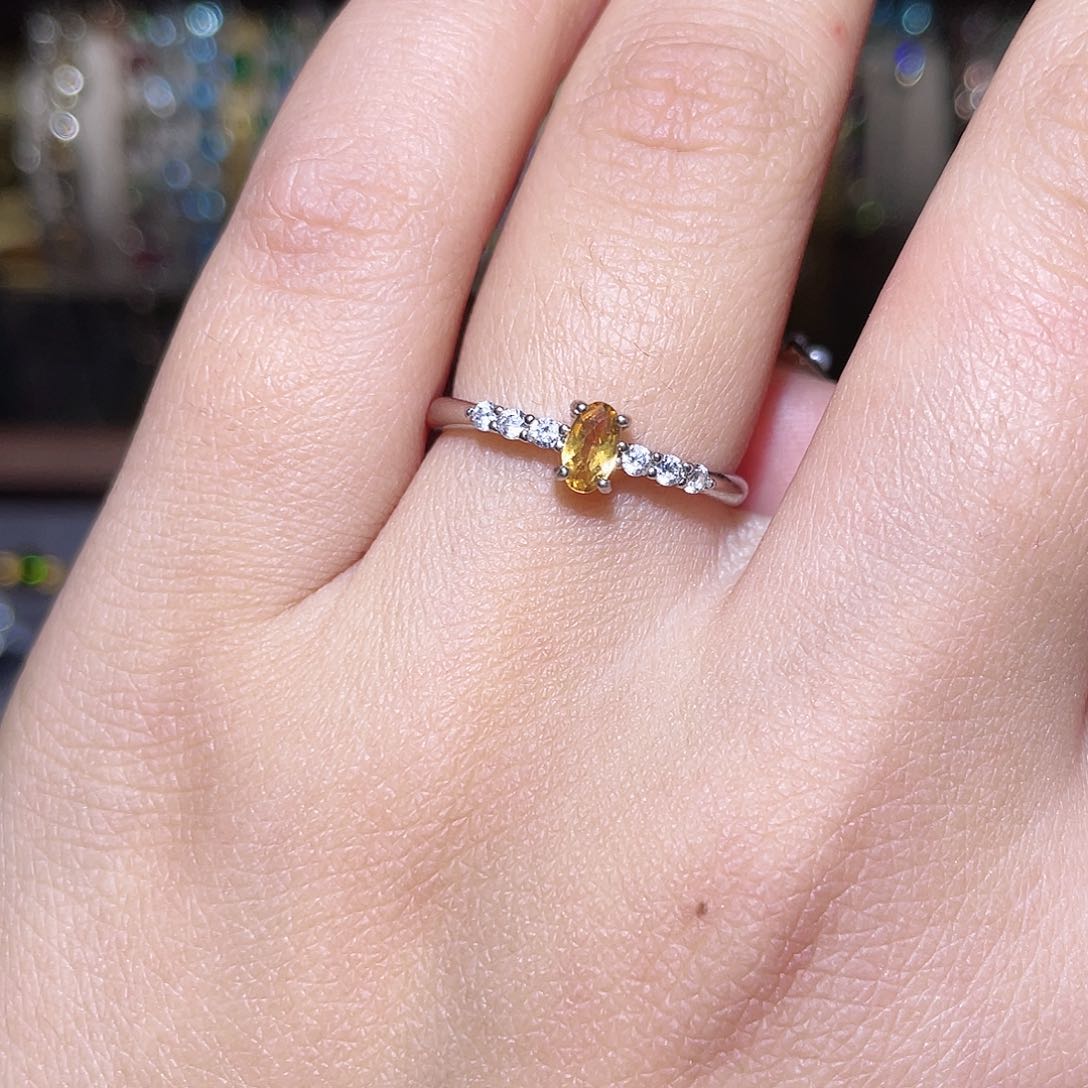 黄晶戒指银S925镶嵌46688