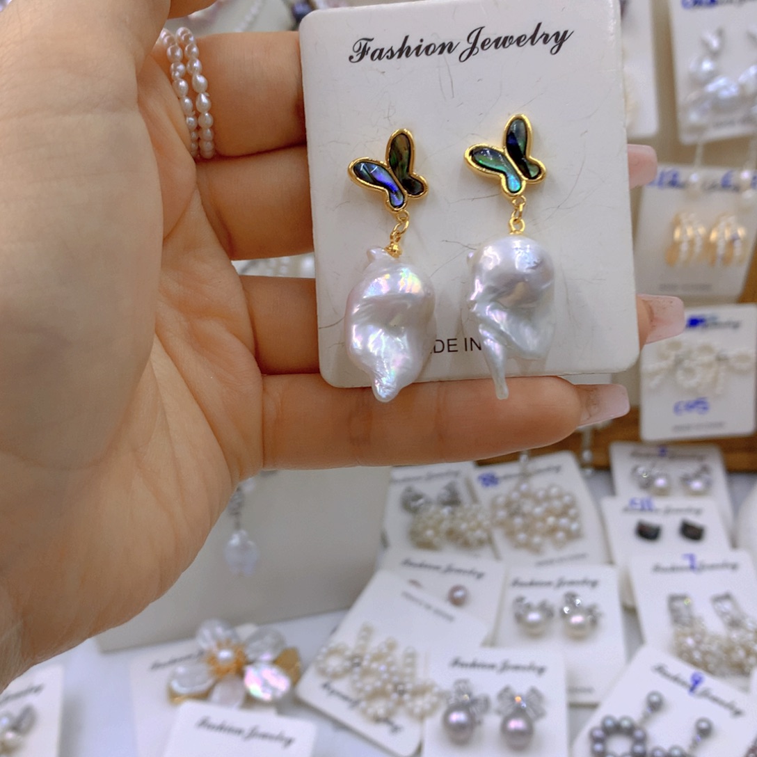 淡水珍珠耳饰银S925镶嵌