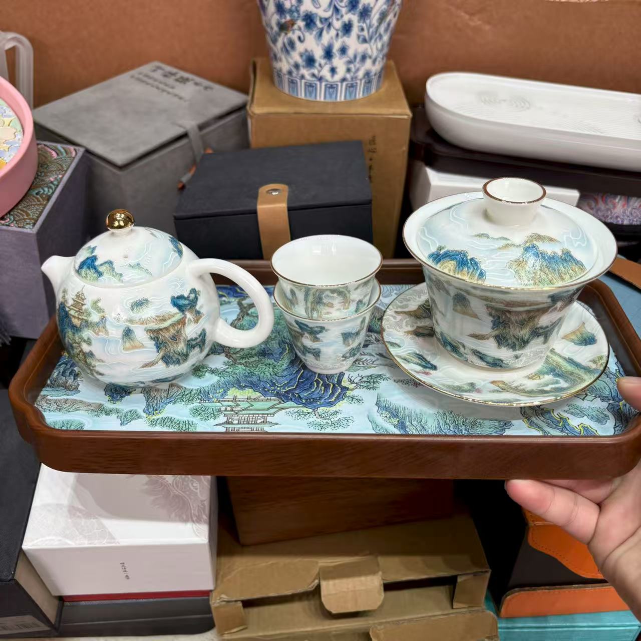 3店【闪购商品】千里江山茶具套组 mc073