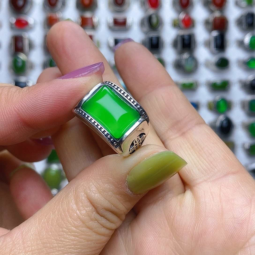 玛瑙/玉髓戒指银S925镶嵌