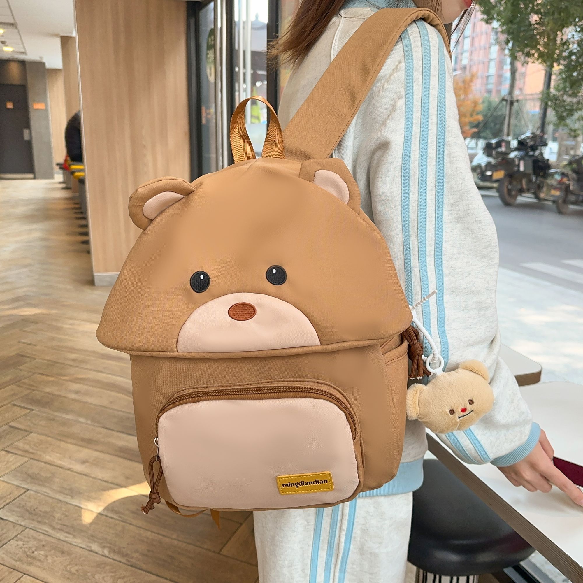 mingdiandian可爱小熊背包2025新款卡通迷你双肩包大学生上课包