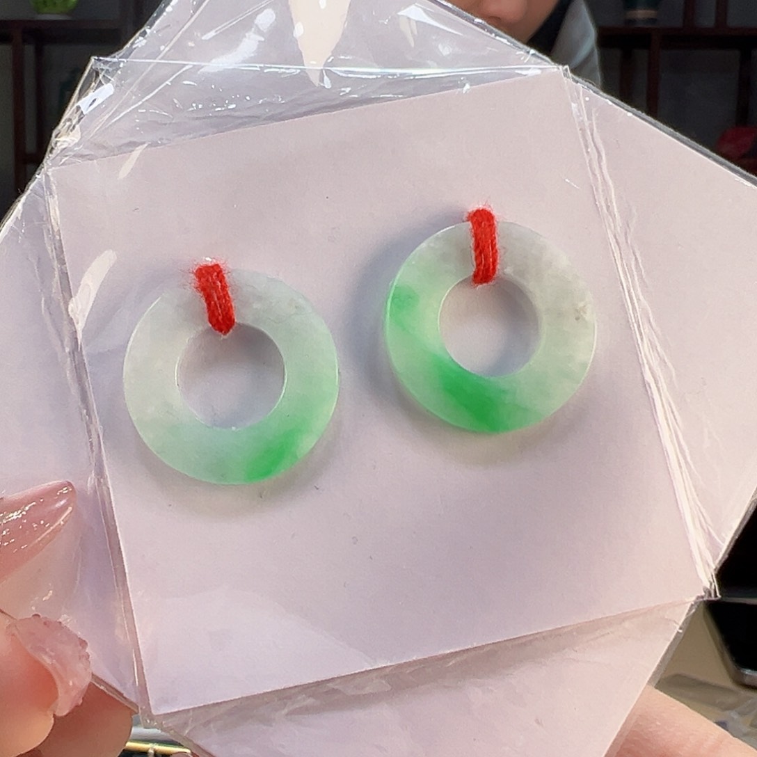 翡翠耳饰未镶嵌裸石赠银耳包