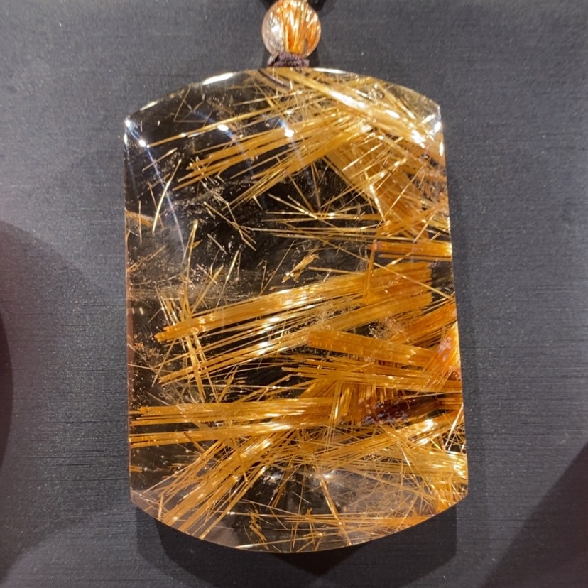 【闪购商品】水晶颈饰未镶嵌天然钛晶无事牌吊坠