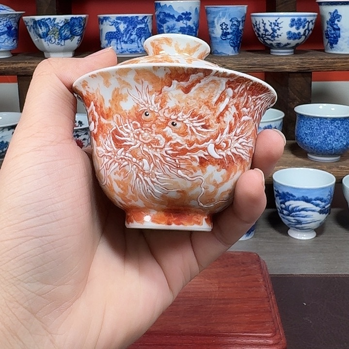 杯现代景德镇陶瓷盖碗