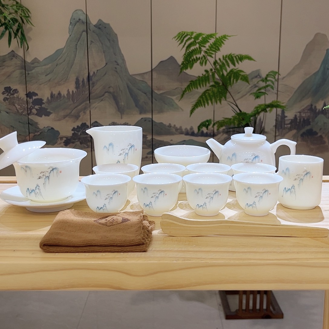 【都彩】羊脂玉瓷高山流水16头