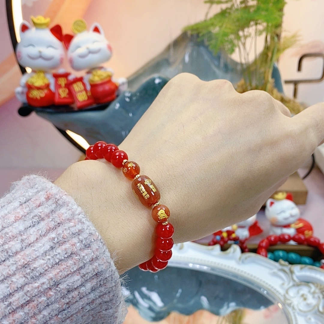 930太岁红色本命年卡8MM创意串珠DIY手串女十二生肖 珠子永不褪色