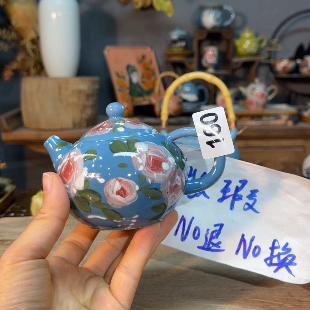 壶素浅陶瓷手工手绘