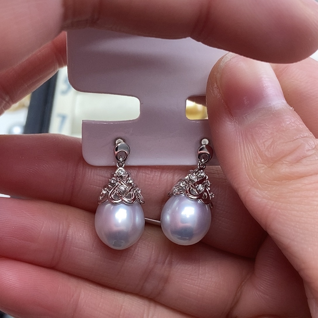 耳饰海水珍珠银S925镶嵌@@AE0005