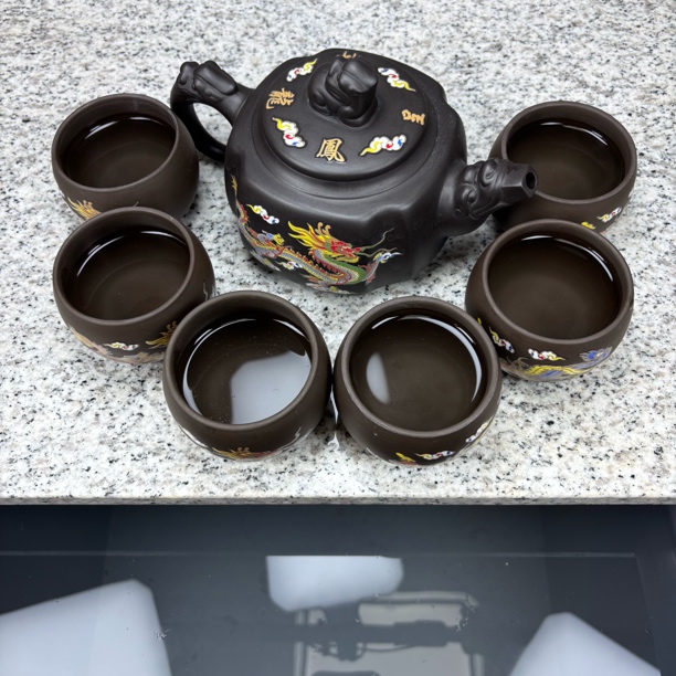 龙凤呈祥大四方凤鸣壶520cc+六变色龙蛋杯+壶绳