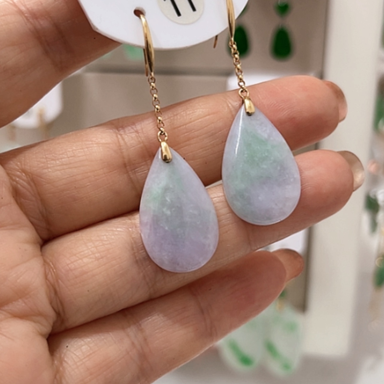 【闪购商品】翡翠耳饰18K金镶嵌翡翠耳坠