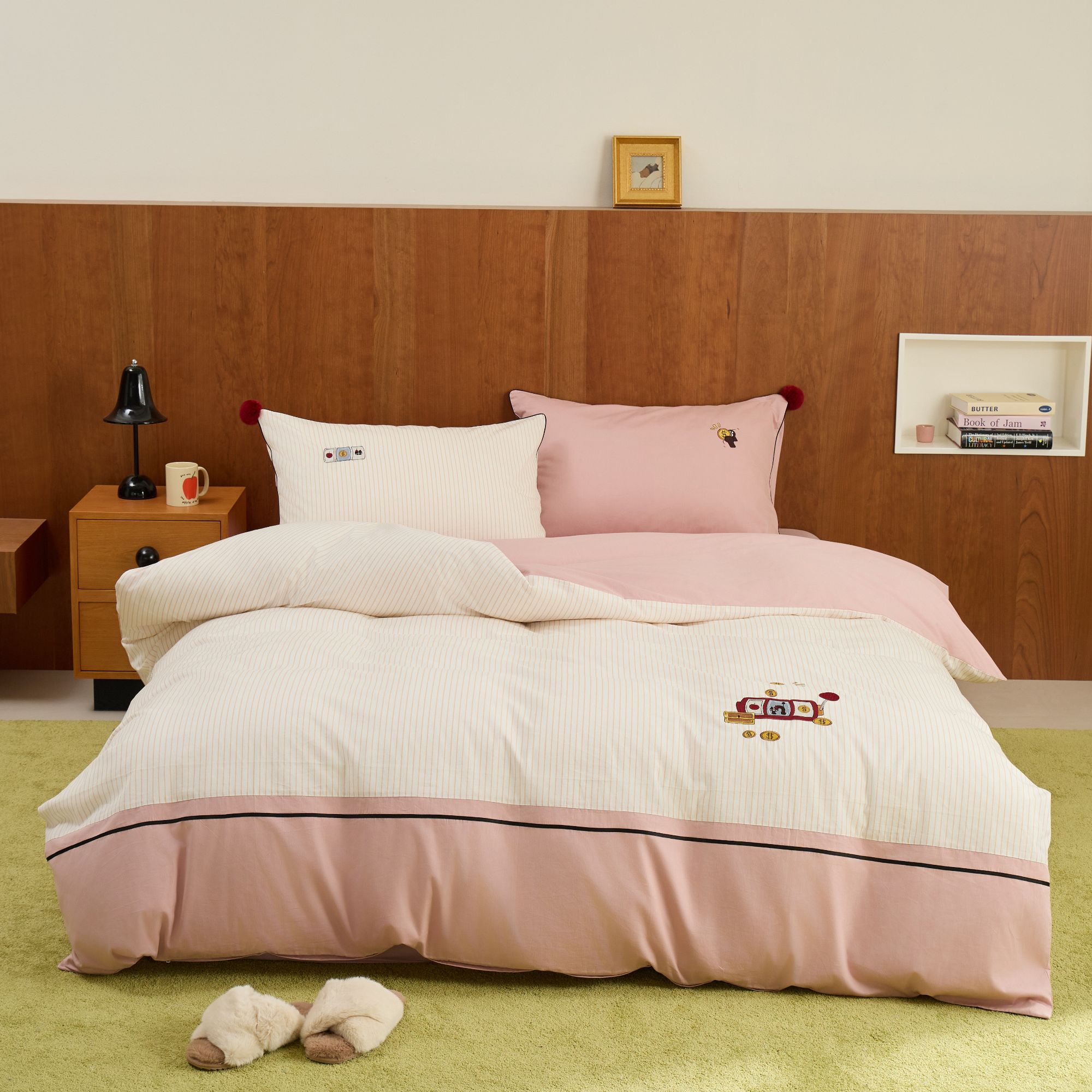 绢夫人 财来小老虎 可爱100棉A类少女四件套时尚清新卡通时尚被套