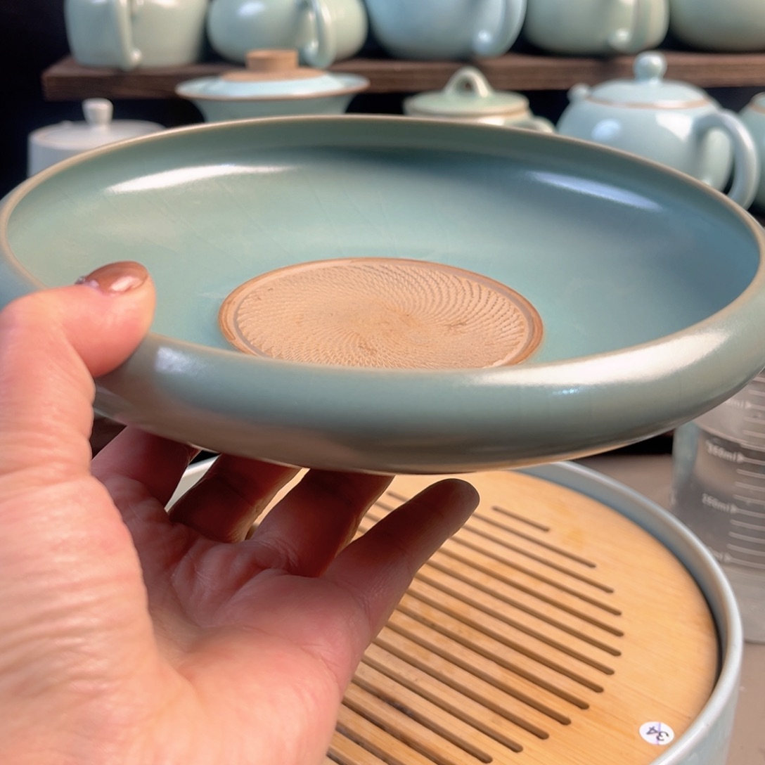 n***建摆件陶天青色和灰白色结晶岩