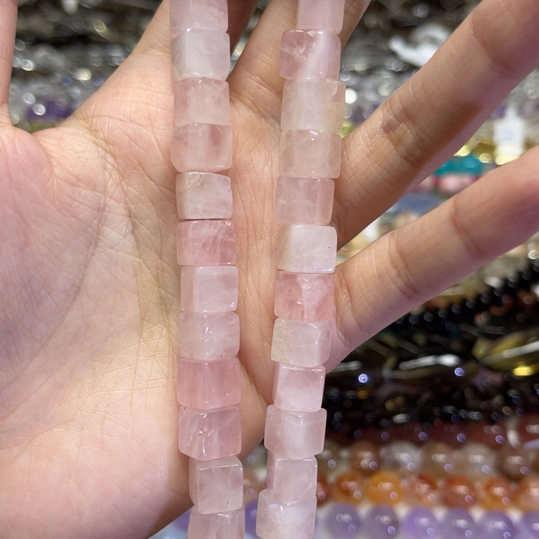 玛瑙/玉髓散珠天然粉水卡8.7长条38厘米