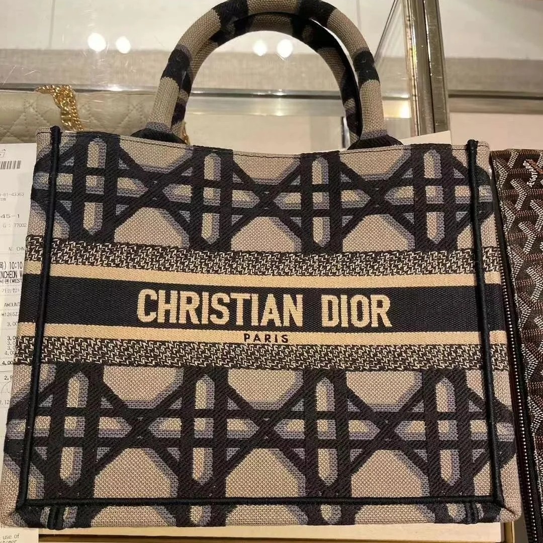 99新 DIOR/迪奥 Dior蓝色藤格纹小号托特 25050155-03