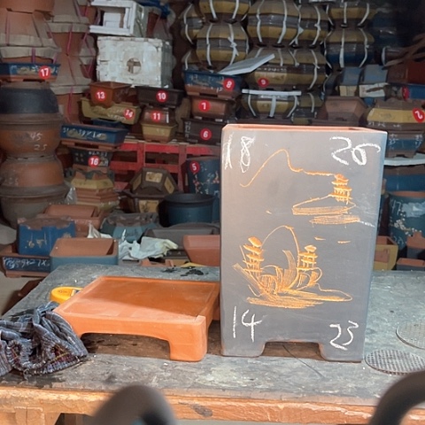 紫砂花盆高四方盆一个