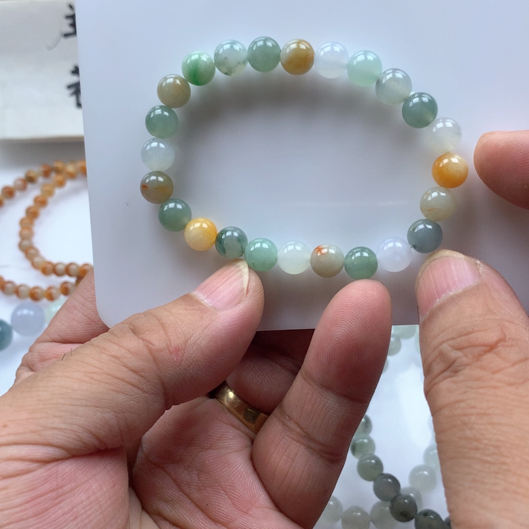 翡翠手串未镶嵌缅甸天然翡翠手串7.4卡24颗