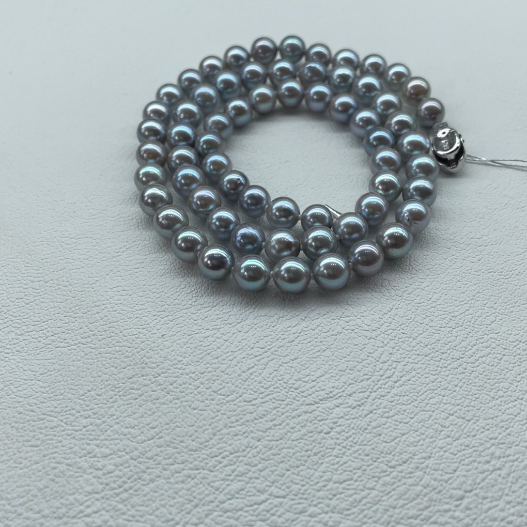 项链银S925镶嵌海水珍珠海水真多麻6-6.5m m