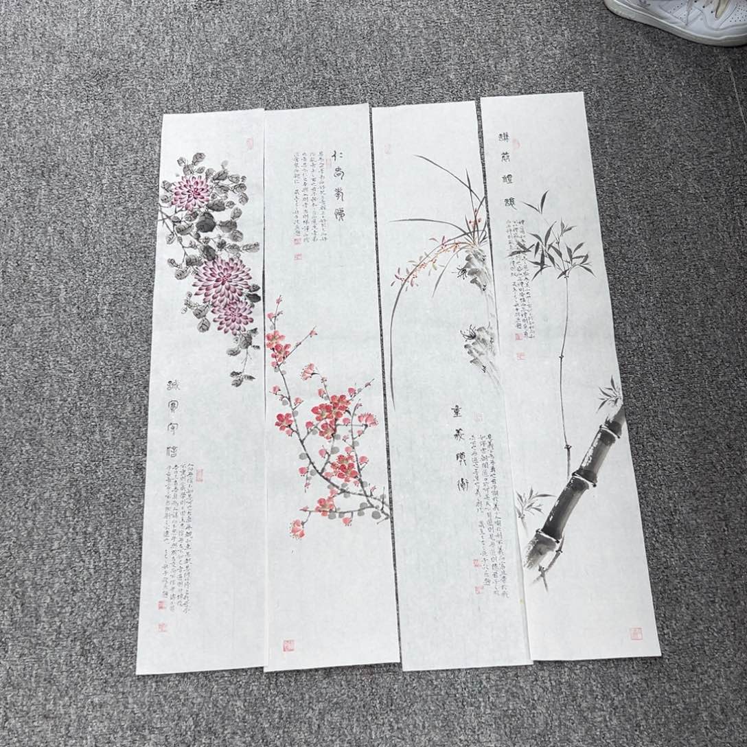 国画卖字画的小男孩