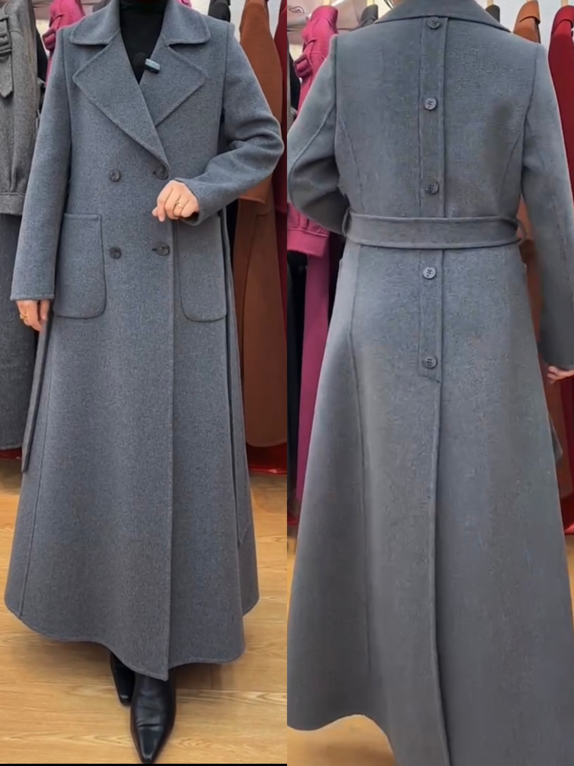 长款薄款厚款毛呢外套呢大衣潮流秋冬百搭简约女士中长款双面