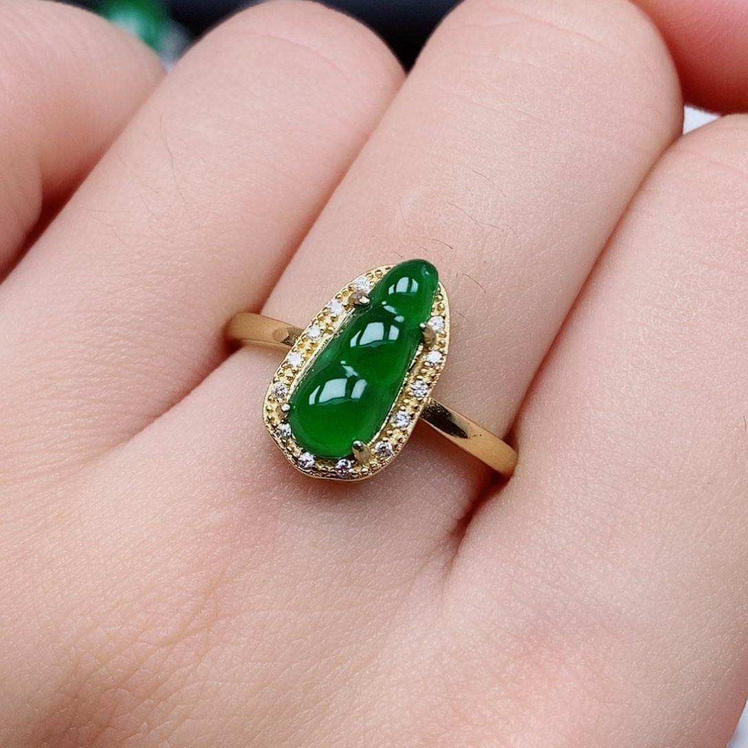 翡翠戒指银S925镶嵌戒指