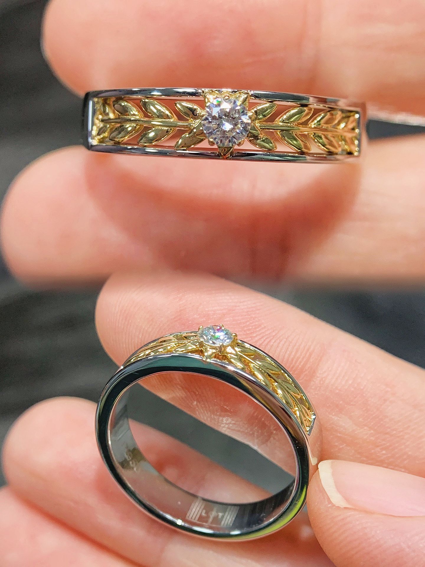 【合成/培育】RZ圆形培育钻男款铂金分色戒指-JJ105296