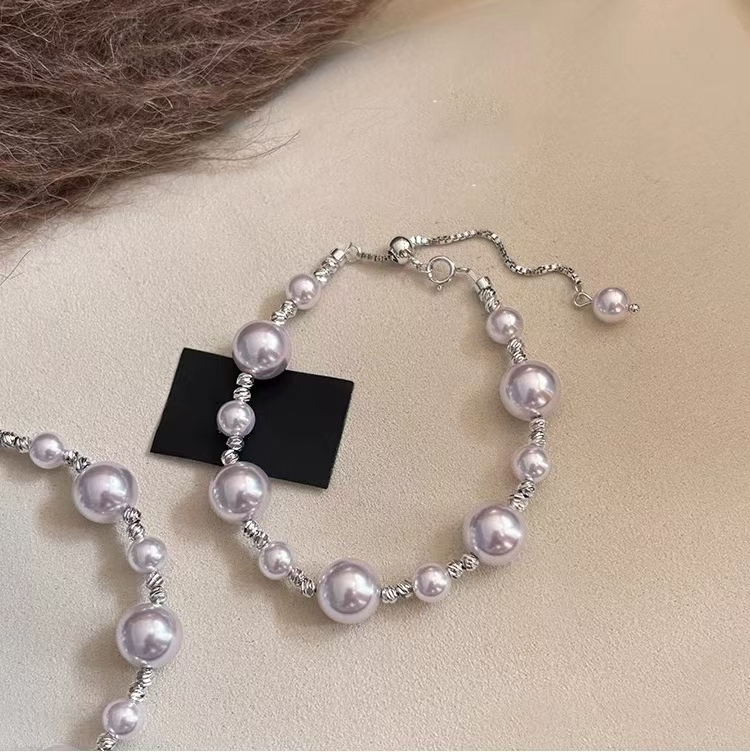 铜合金手链 3143轻奢小众正圆珠珠手串