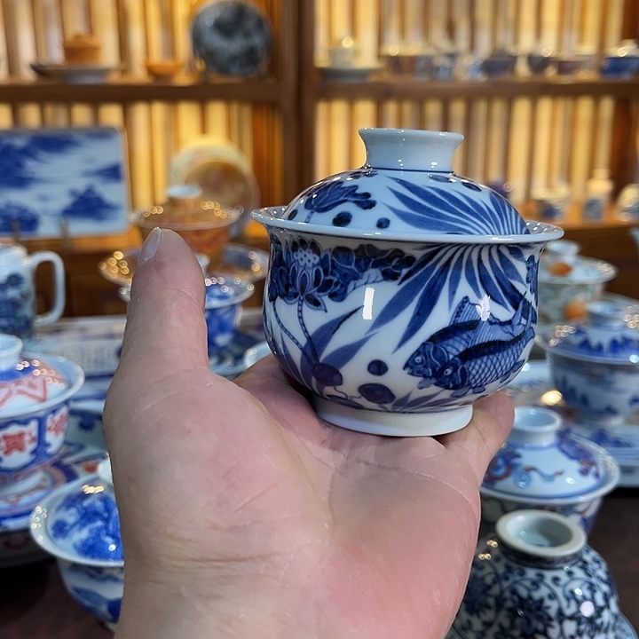 錡镇堂手工手绘盖碗