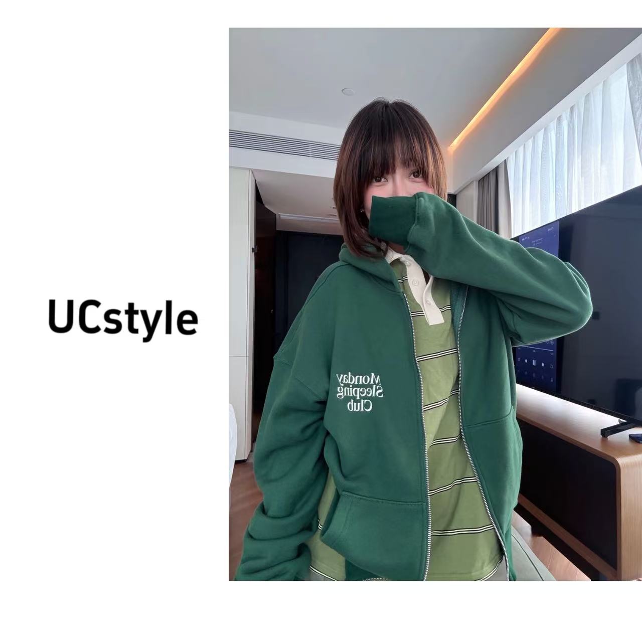 【UC STYLE】A8947圈棉字母拉链卫衣外套主播穿M尺码