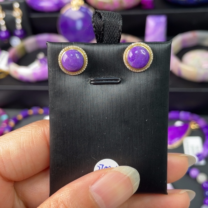 苏纪石（舒俱来）耳钉18K金镶嵌