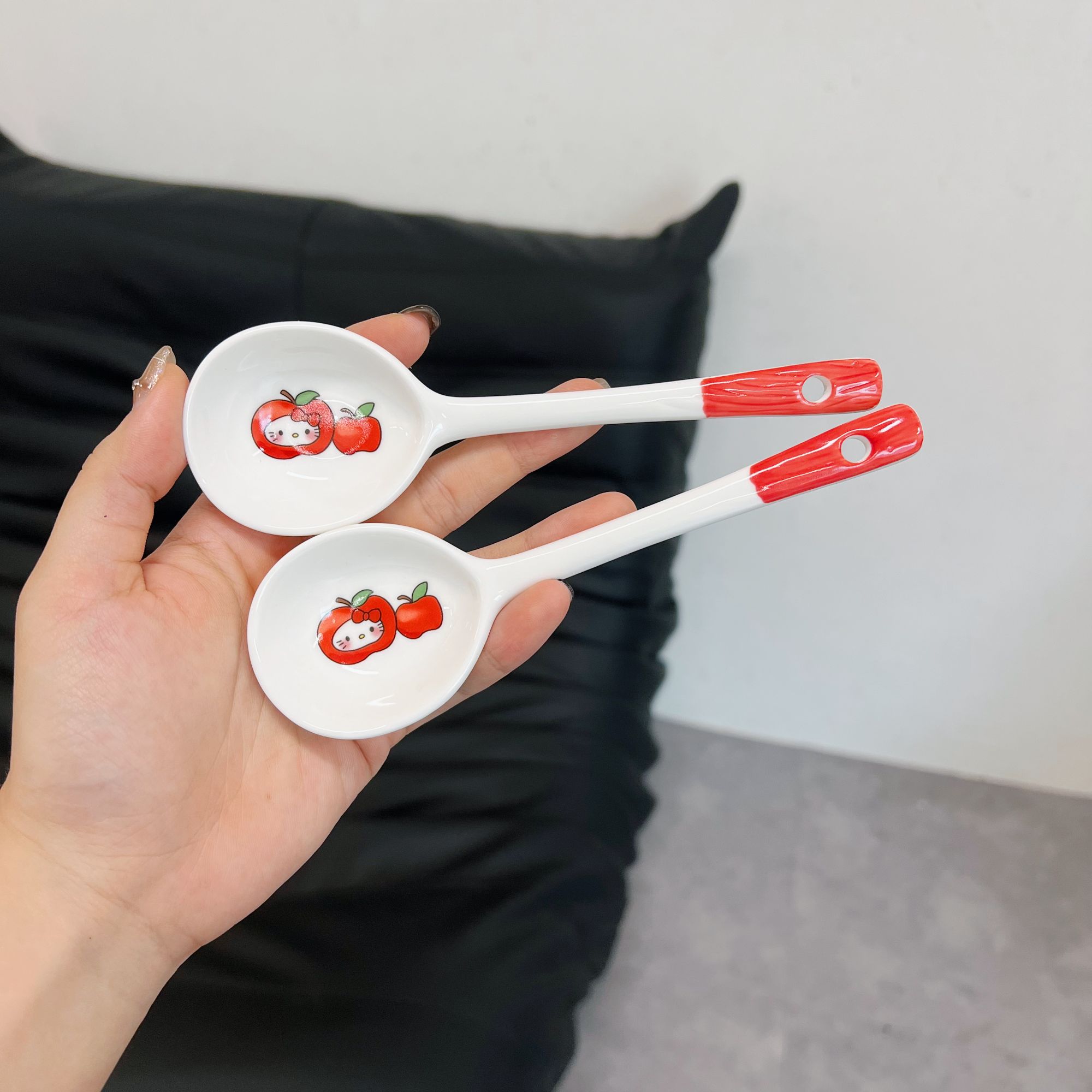 出口尾单 可爱陶瓷甜品勺汤勺汤圆勺子长柄
