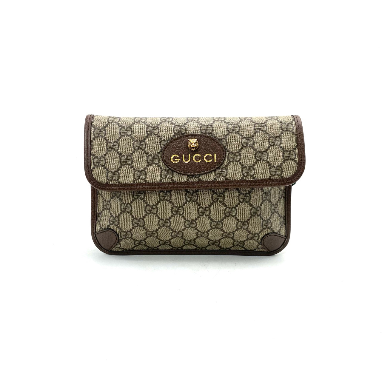 95新 GUCCI/古驰 棕老花虎头胸腰包 尺寸24/17