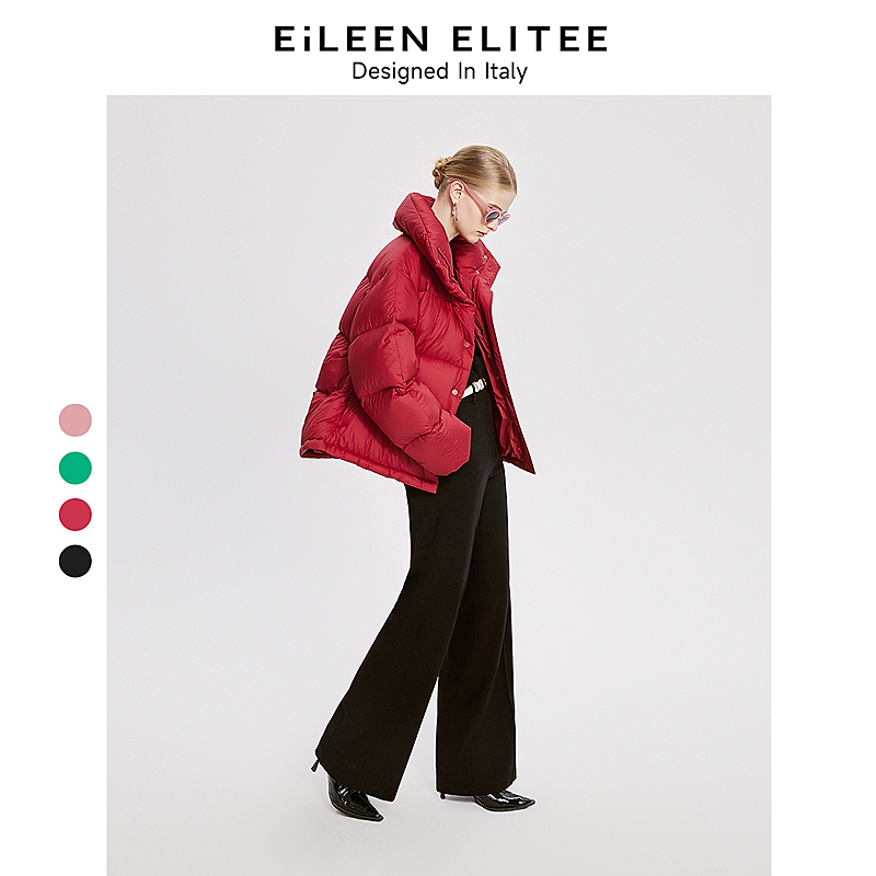 朗姿欧洲EiLEEN ELITEE白鹅绒高级羽绒服外套设计感2024年冬新款