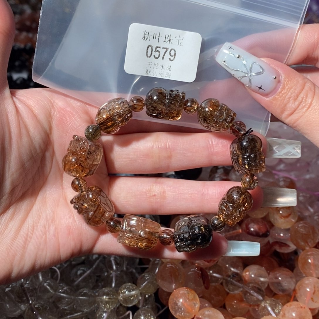 水晶手链未镶嵌黑金超七貔貅