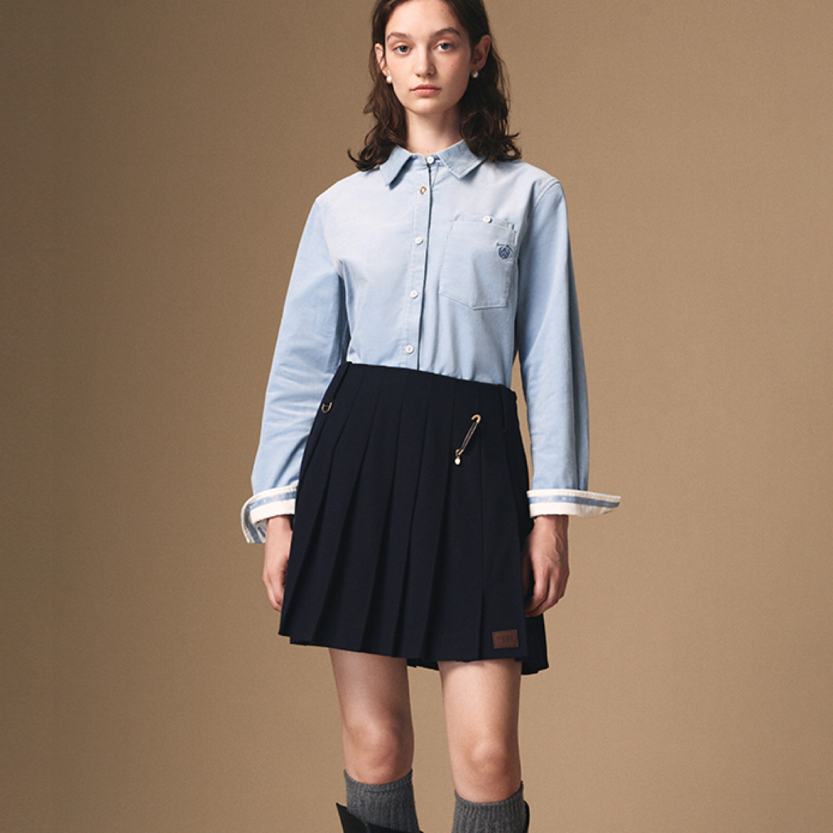 Teenie Weenie小熊衬衫女25年冬季新款TTYA254TW1K
