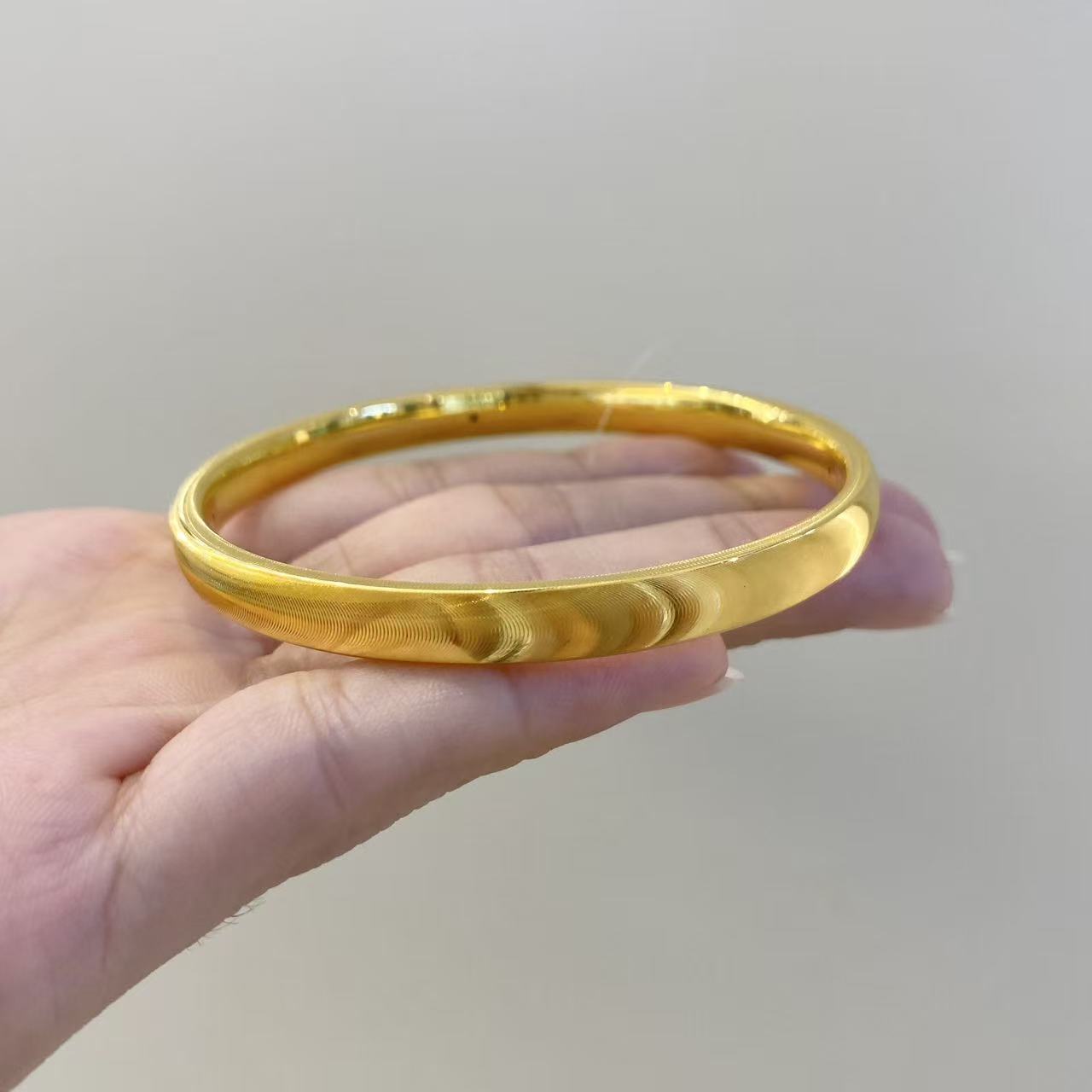 足银手镯 猫眼纹理波纹爆闪固口手镯时尚轻奢