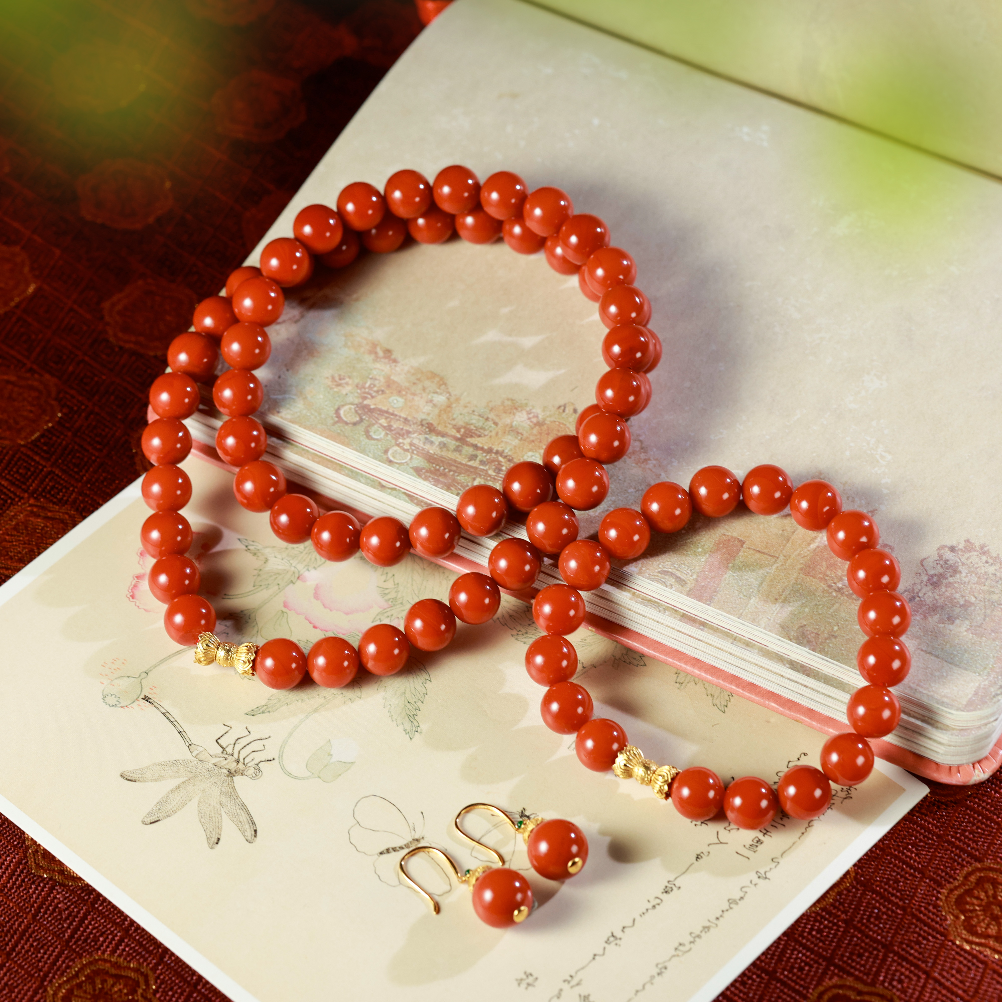 18K金瓦西南红收藏级套装南红冬日新品红火套装轻奢品级保真包邮